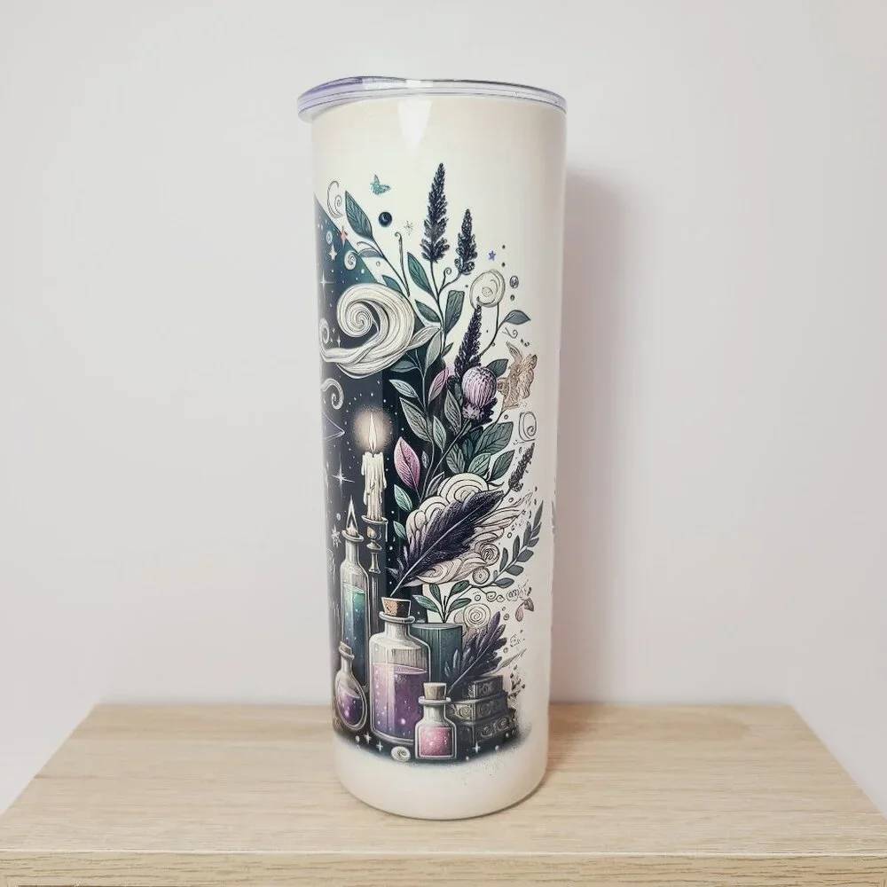 Witch Hat & Spellbooks Skinny Tumbler – 20 oz | Insulated Cup - Picture 3 of 7